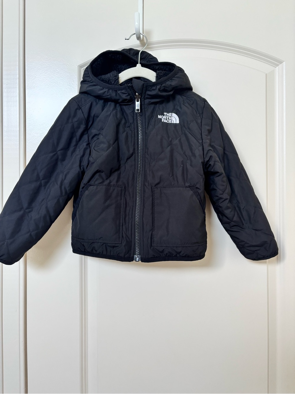 The North Face Kids' Black Hooded Reversible Jacket - Size 4